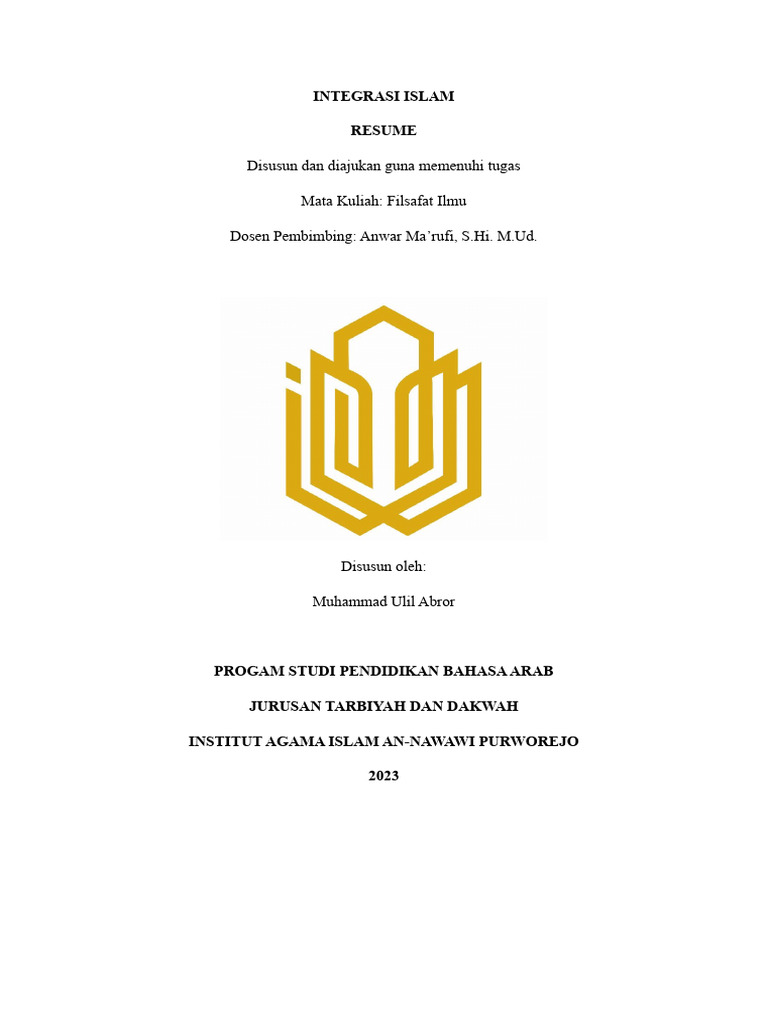 Integrasi Ilmu dalam Perspektif Islam | PDF