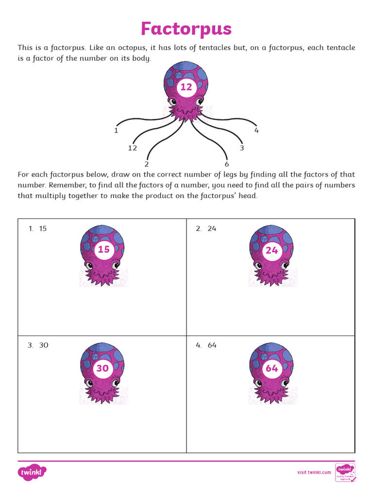Factorpus Finding Factors Activity Sheet | PDF