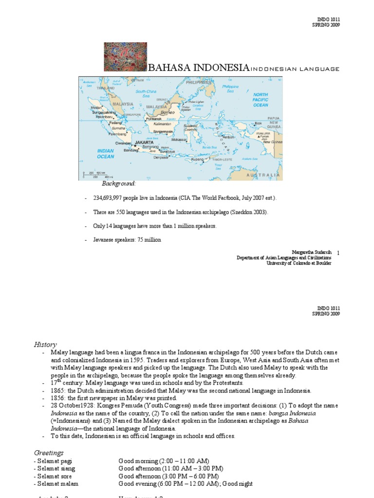 Basics of Learning Bahasa Indonesia | PDF
