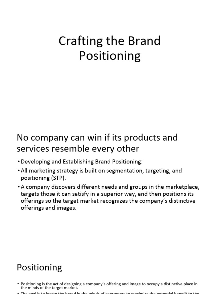 Crafting Brand Position Pdf