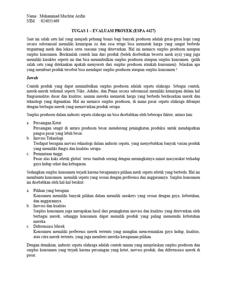 Tugas 1 Evaluasi Proyek Pdf