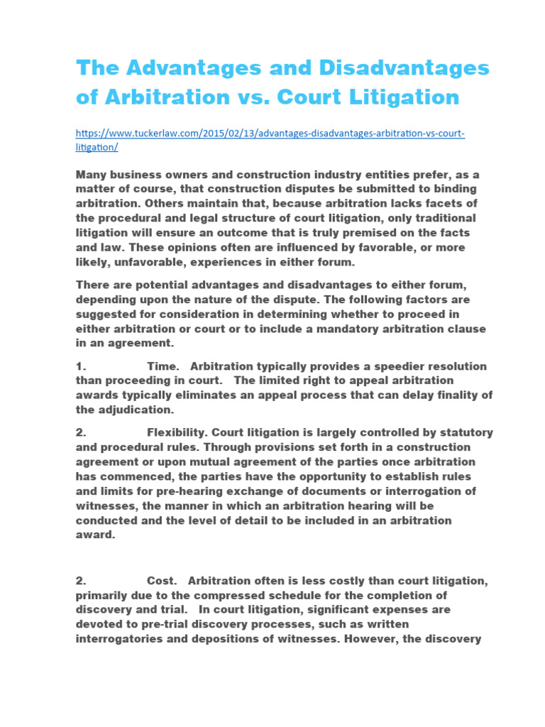 The Advantages and Disadvantages of Arbitration Vs PDF Arbitration