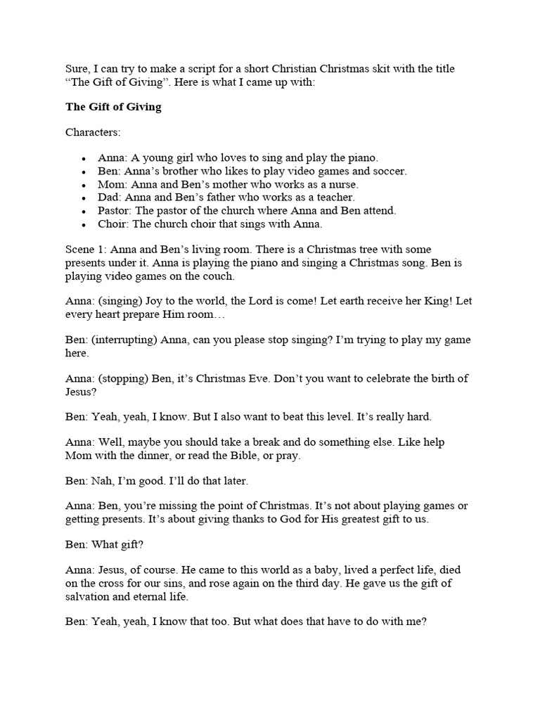 christmas skit | pdf