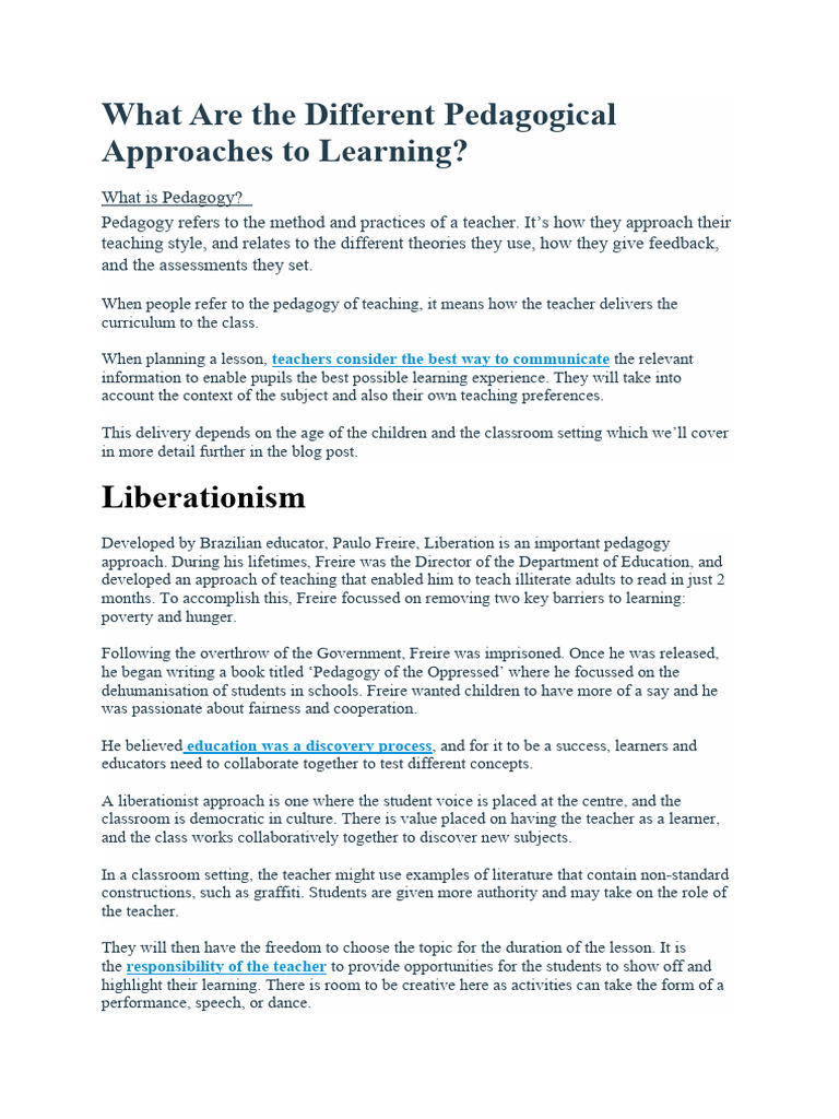 Exploring Pedagogical Approaches to Learning | PDF