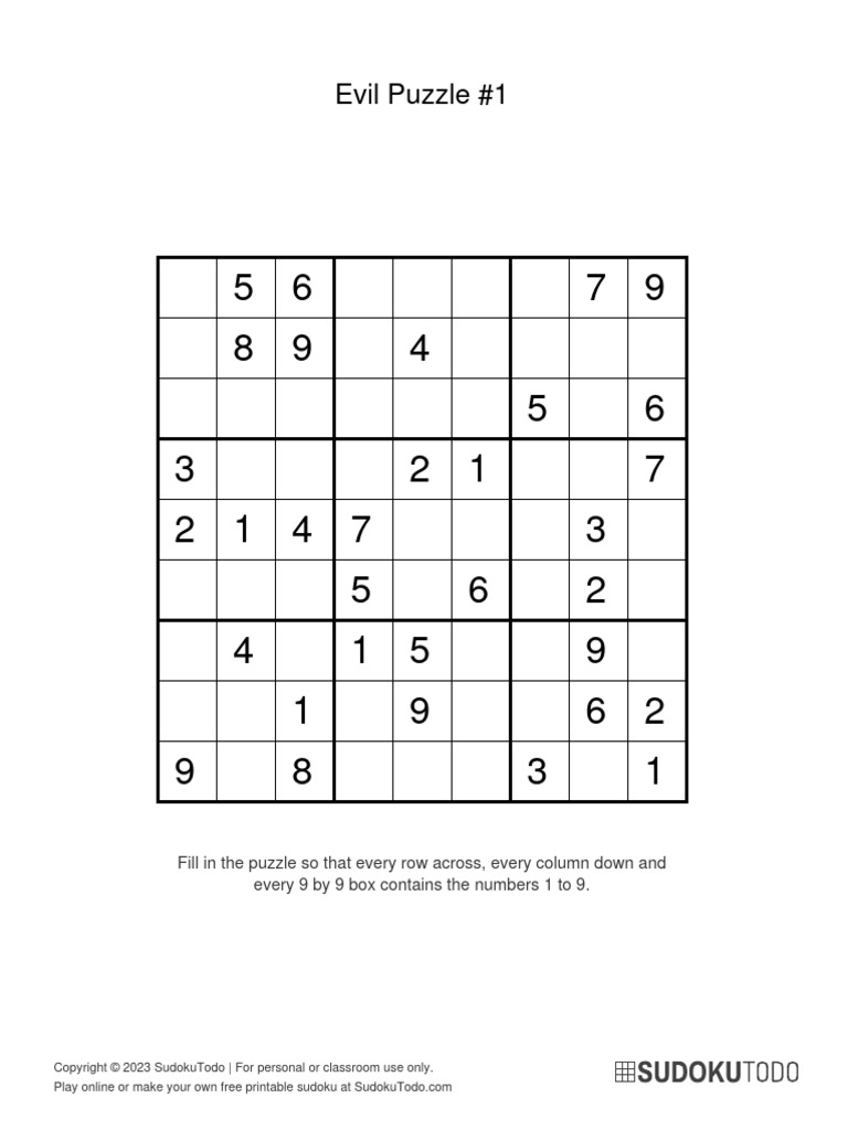 9x9 Evil Sudokutodo 7 PDF