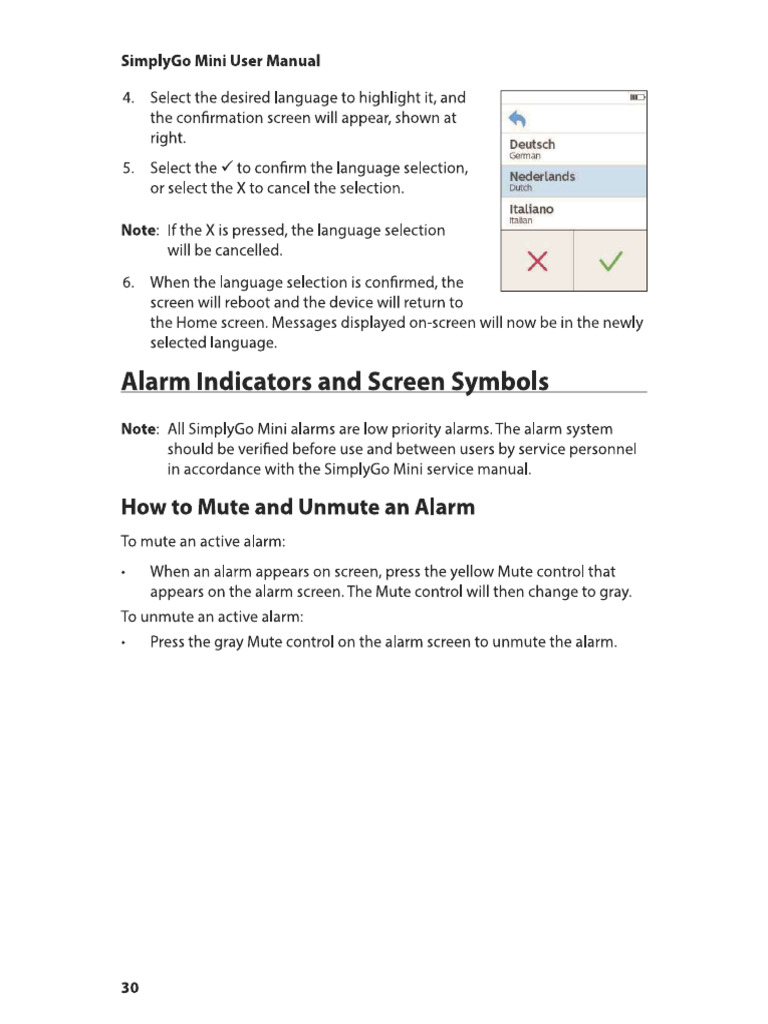 Respironics SimplyGo Mini Alarm Reference | PDF