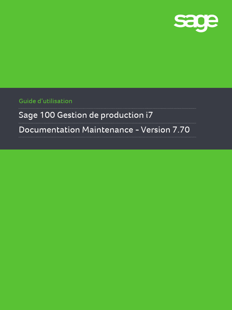 Documentation de Maintenance Sage 100 | PDF