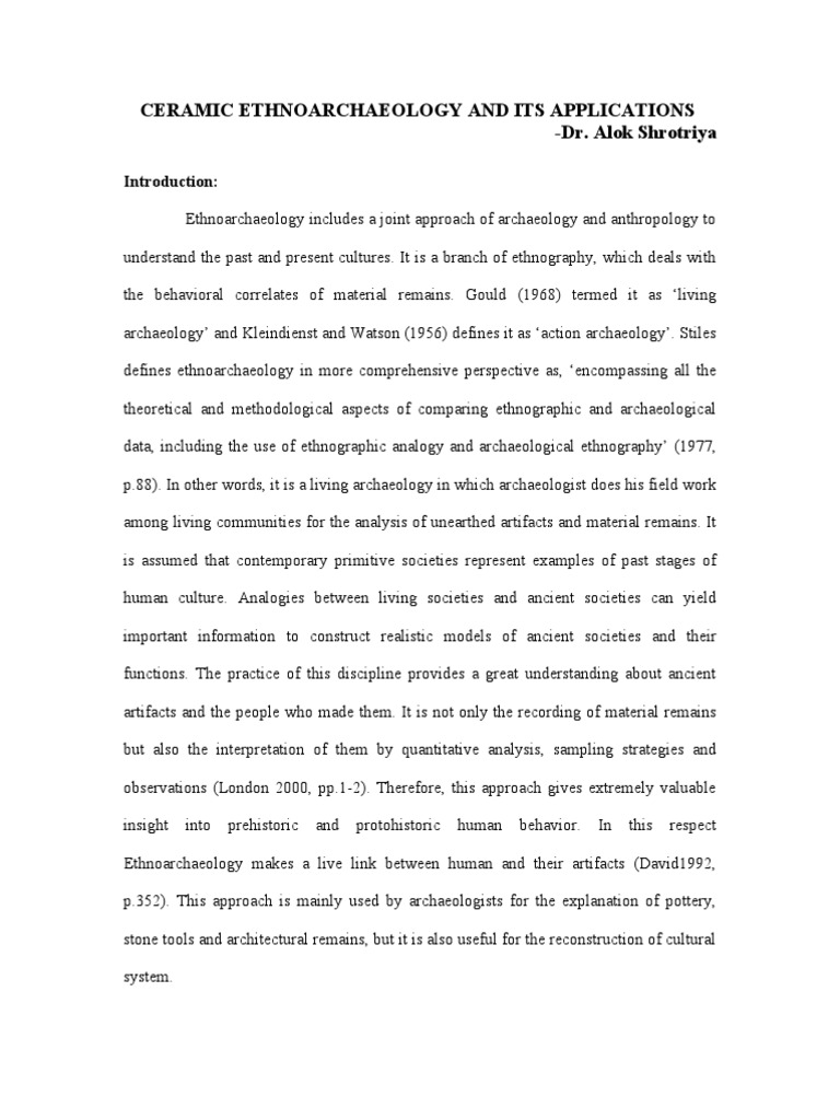 Ceramic Ethnoarchaeology Insights | PDF | Archaeology | Ethnography