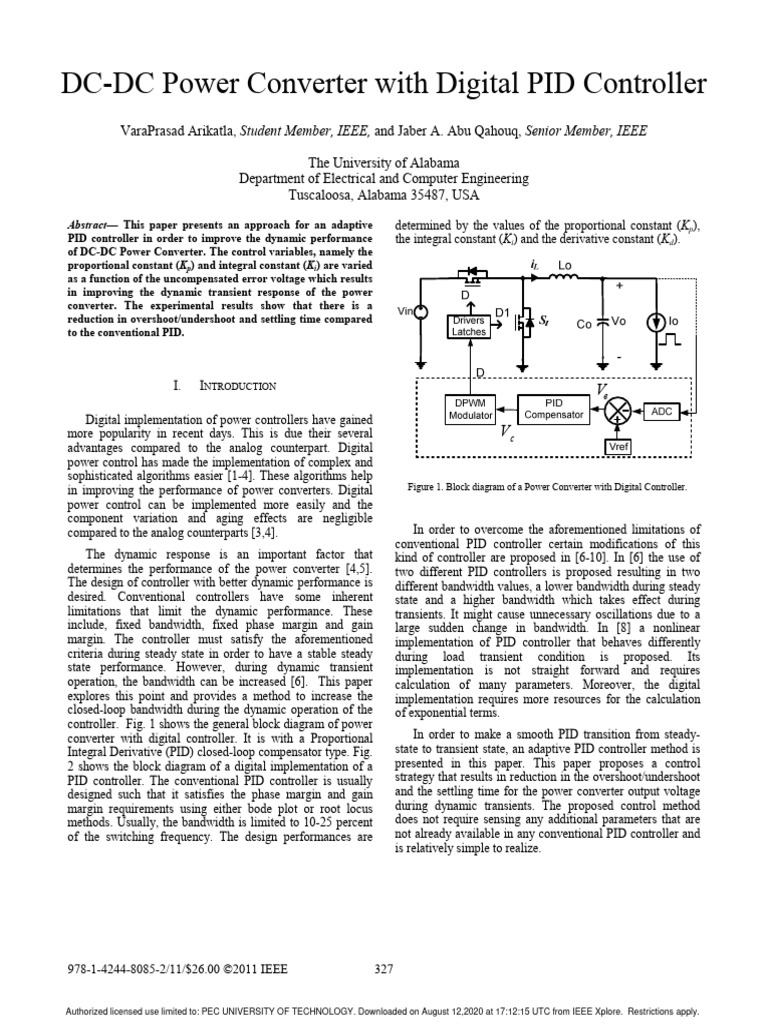DC-DC Power Converter With Digital PID Controller | PDF | Control ...