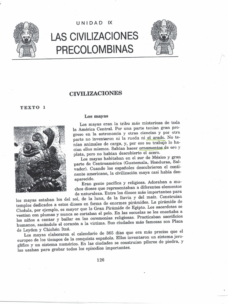 Las Civilizaciones Precolombinas (A2 Imperfecto Mayas Incas Aztecas) | PDF
