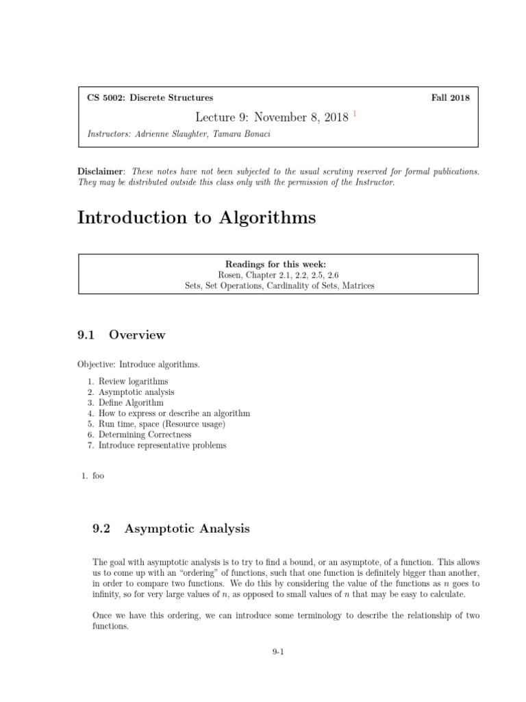 Asymptotic Analysis in Algorithms | PDF