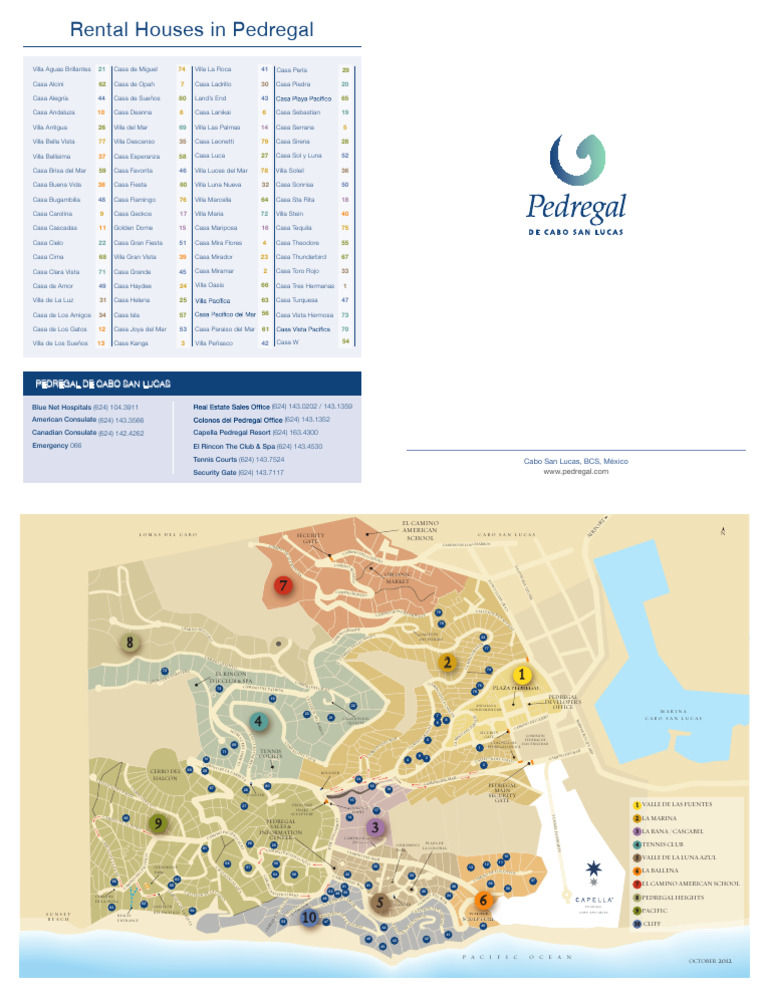 Pedregal Vacation Rental Homes Map | PDF