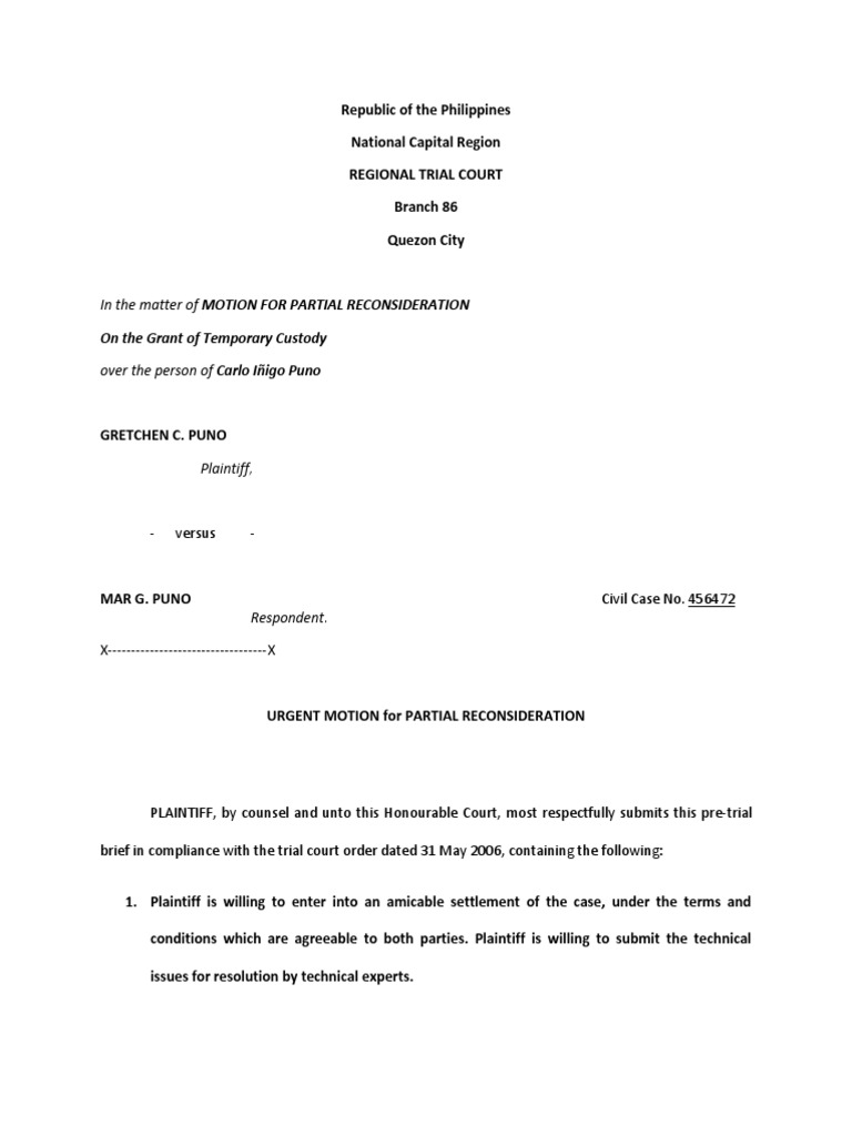 In The Matter of Motion For Partial Reconsideration PDF Child