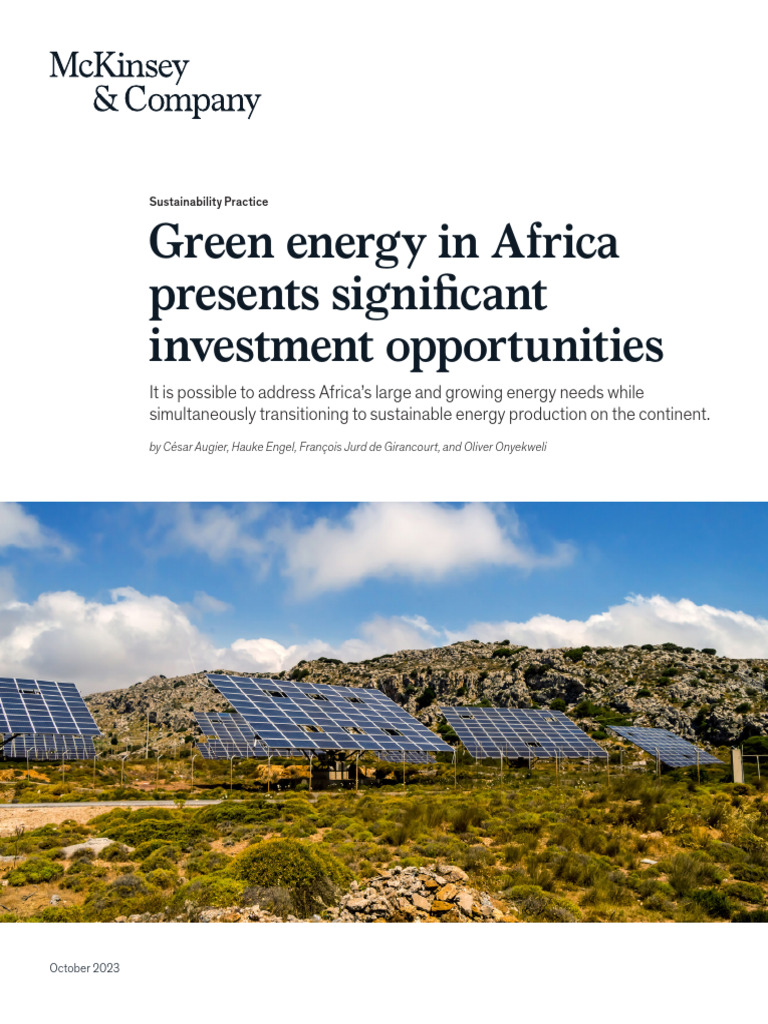 McKinsey - Green Energy in Africa Presents Significant Investment ...
