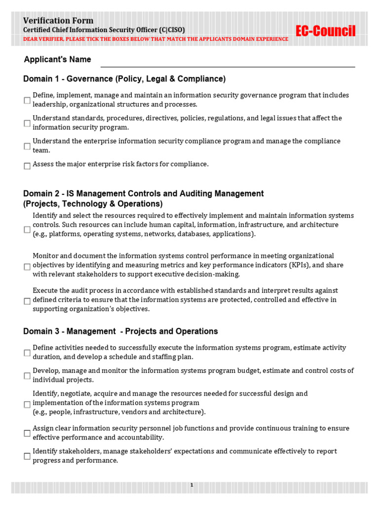 CISO Verification Form PDF