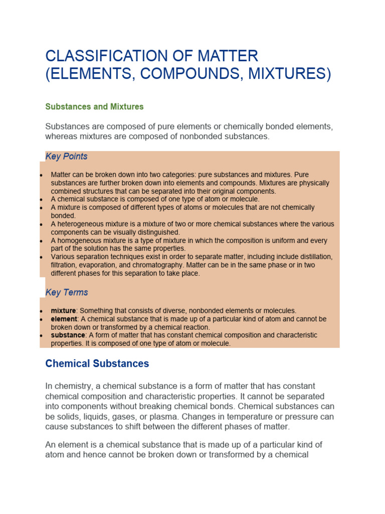 Classification of matter pdf