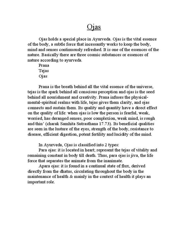 Ayurveda's Vital Essence: Ojas | PDF