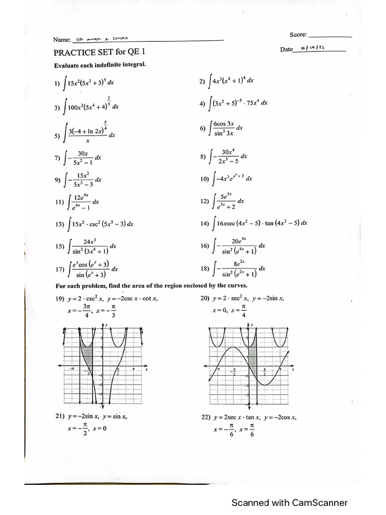 Calculus integrals practice pdf