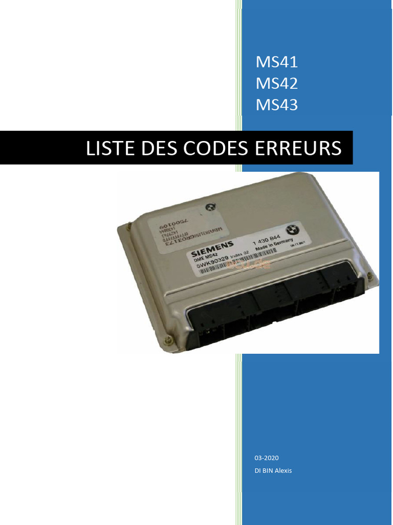 Liste Codes Erreurs OBD PDF