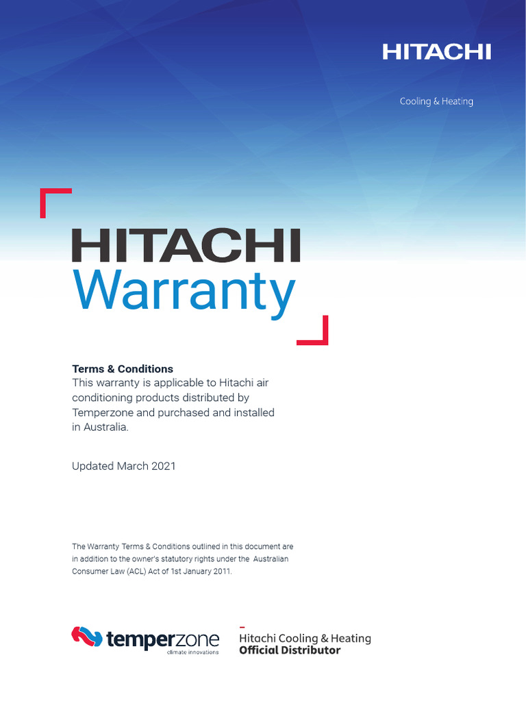 AU Hitachi Warranty March 2021 PDF