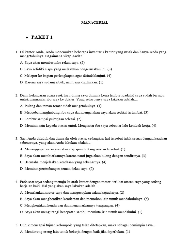 Paket Soal Gold Managerial (10 Paket) | PDF