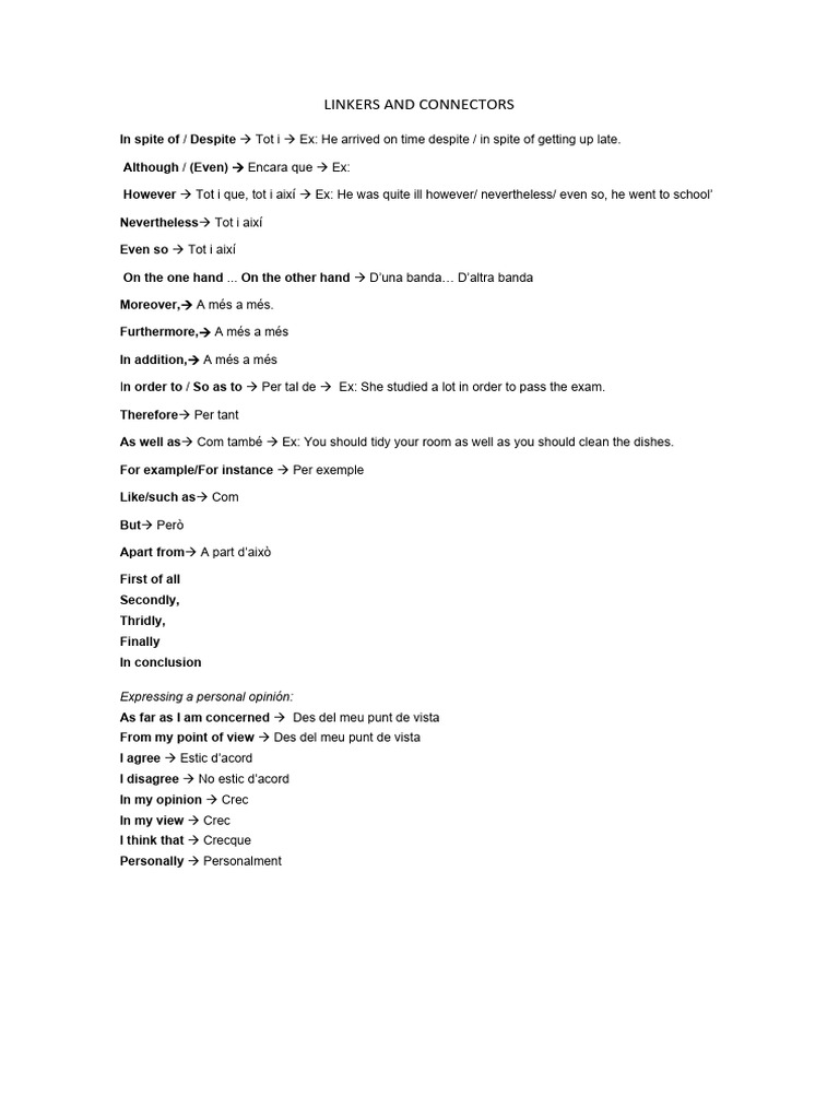 Linkers and Connectors | PDF