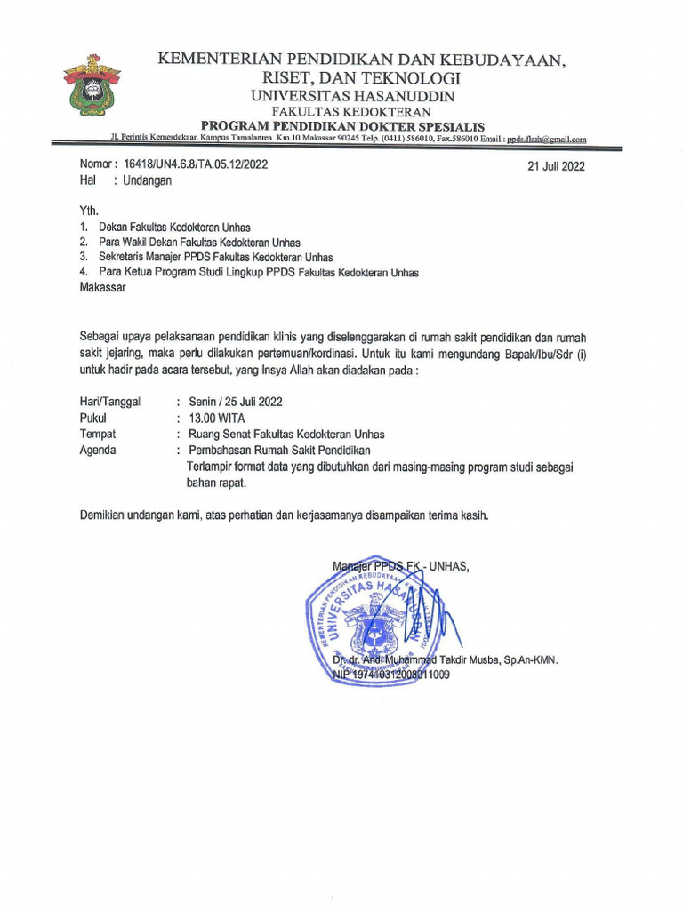 Undangan Pertemuan | PDF