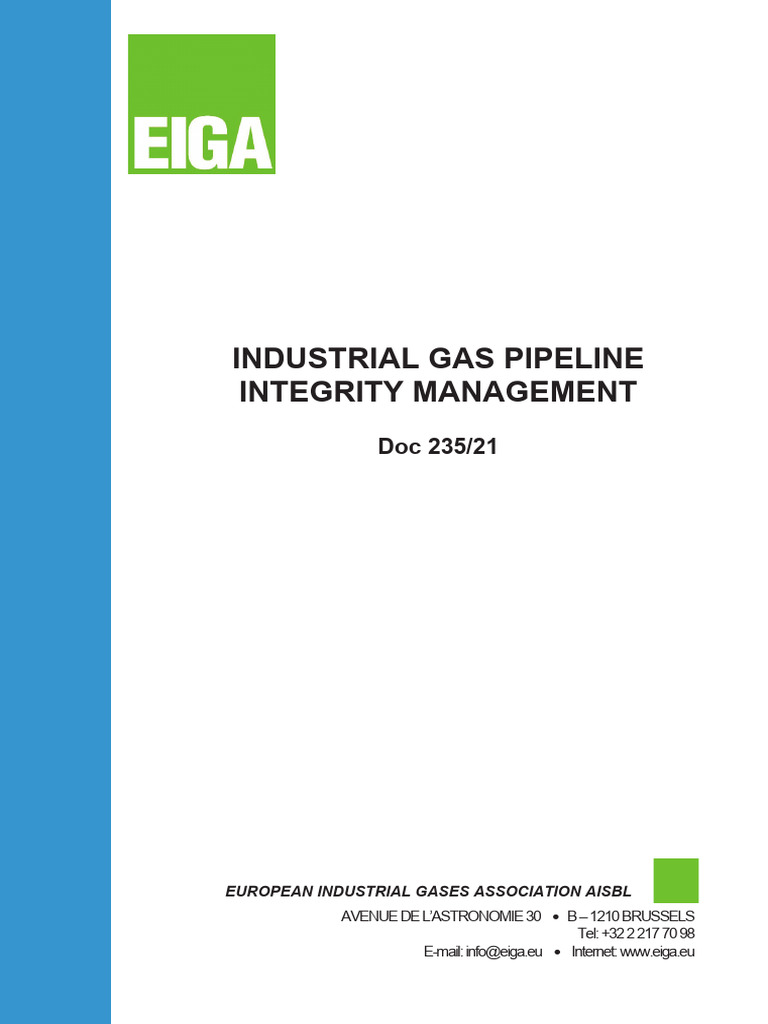 INDUSTRIAL GAS PIPELINE INTEGRITY MANAGEMENT, EIGA, Doc 23521 | PDF ...