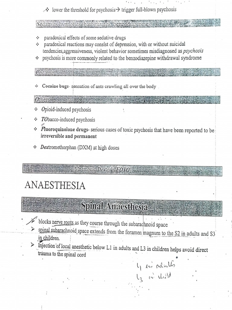Anesthesia Notes | PDF