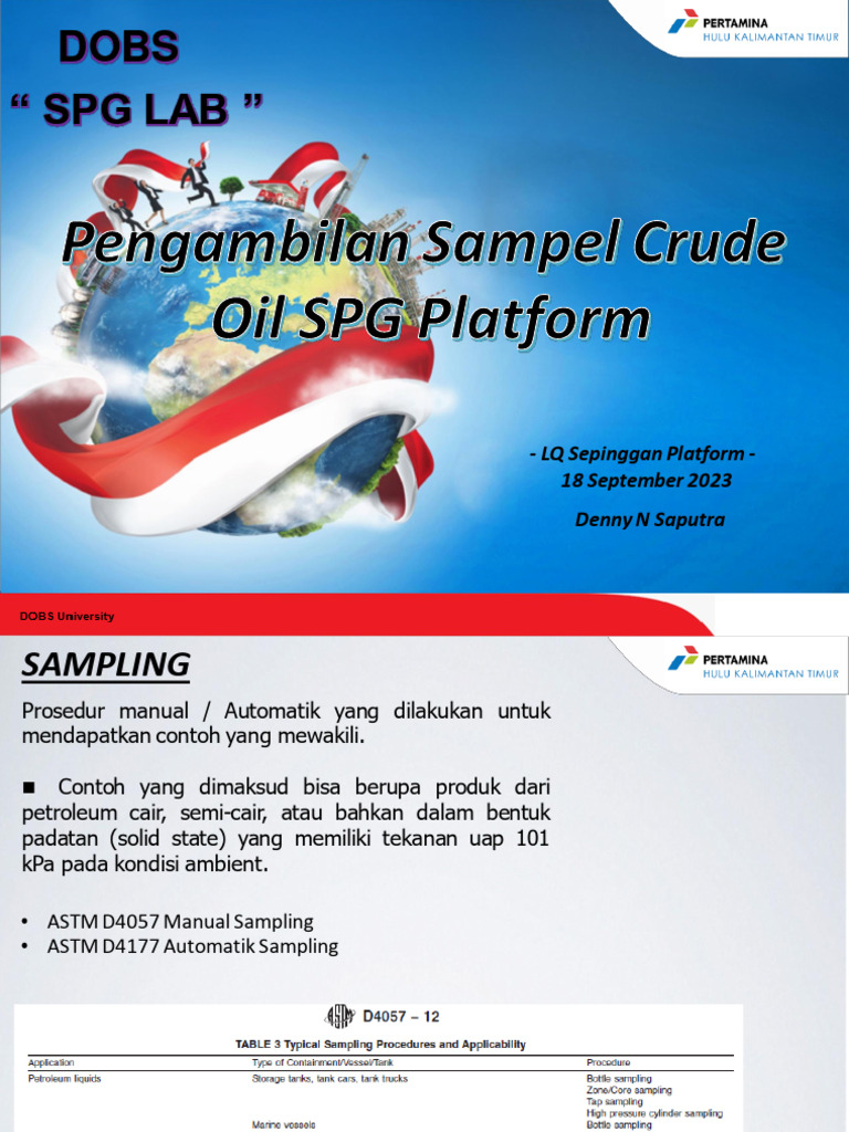 Prosedur Pengambilan Sampel Minyak Crude | PDF