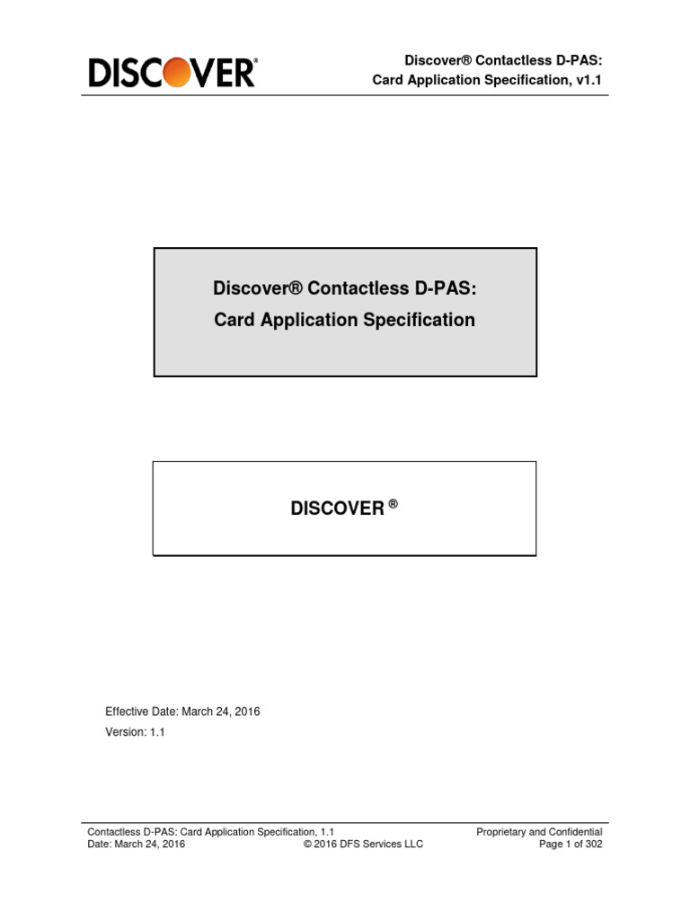 Contactless DPAS Card Application Specification V1.1 PDF