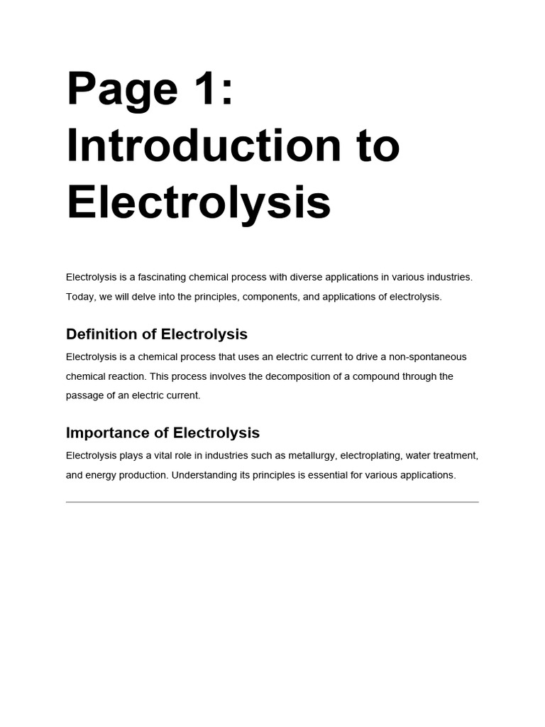 Electrolysis PDF