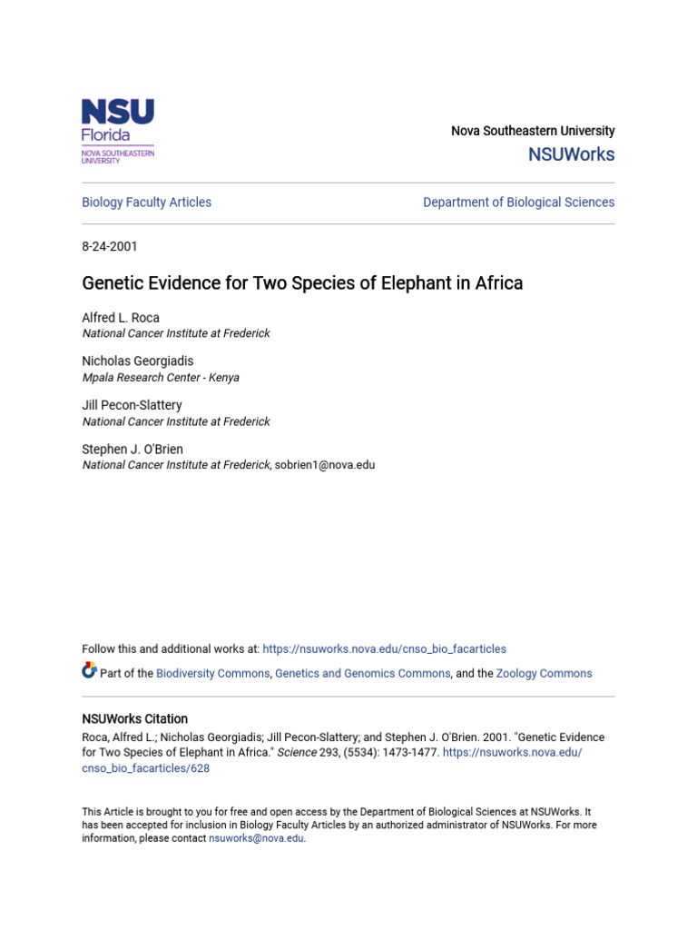 Genetic Evidence For Two Species of Elephant in Africa | PDF