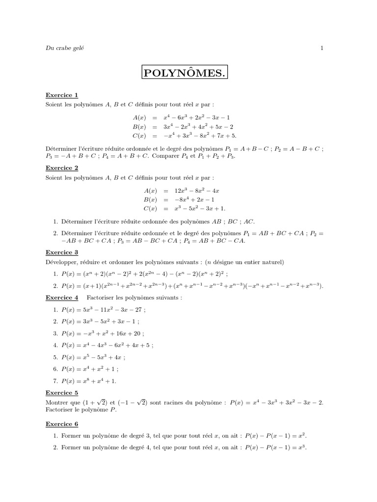 TD 07 - Polynomes | PDF
