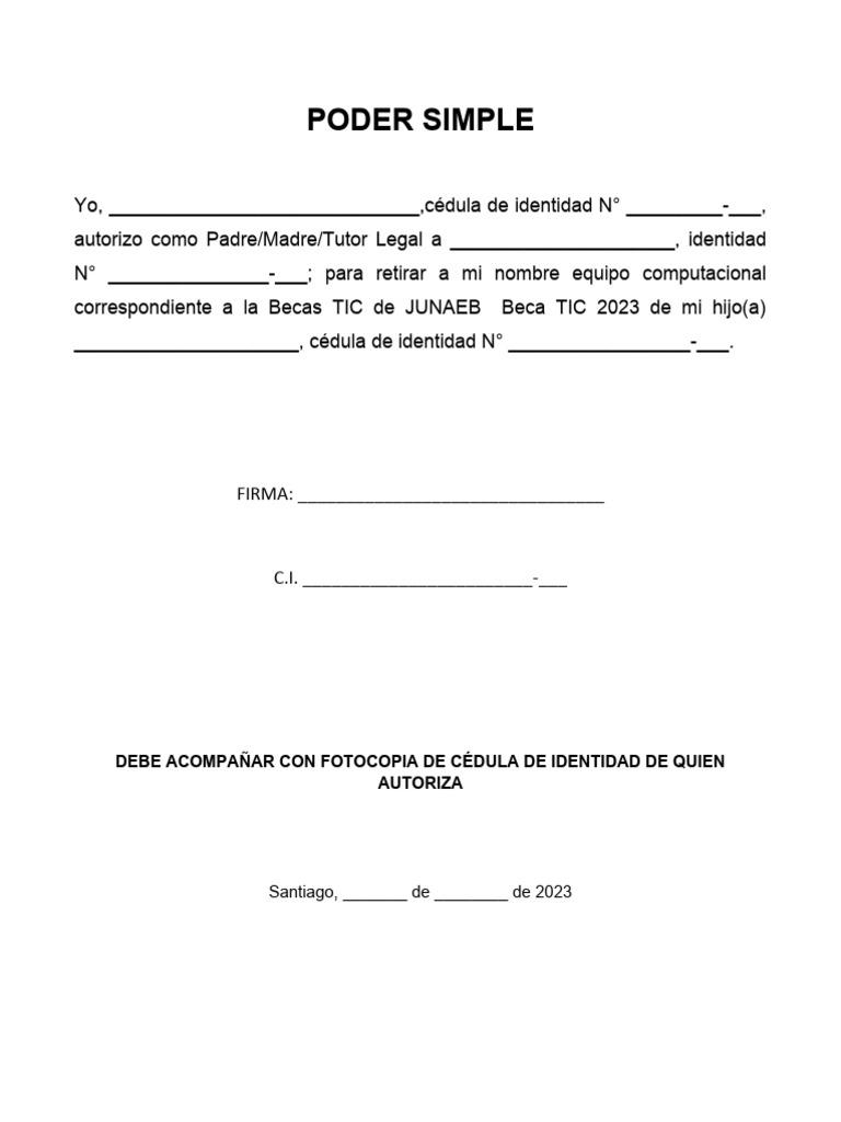 Ejemplo Formato Poder Simple 2023 | PDF