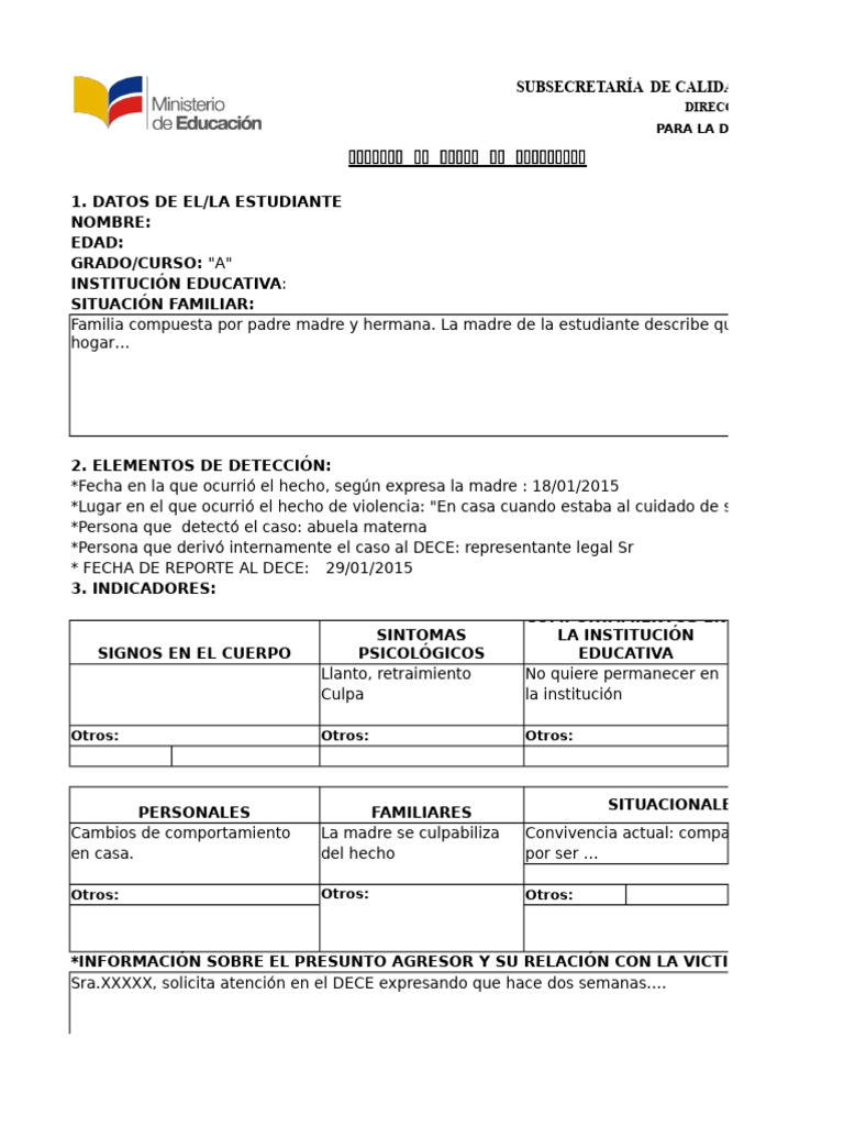 Formato Informe Hecho de Violencia | PDF