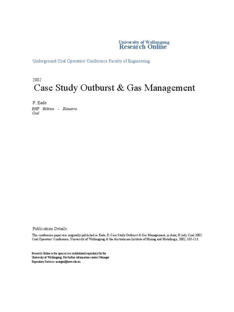 Outburst and Gas Management in Coal Mining | PDF | Natural Gas | Coal ...