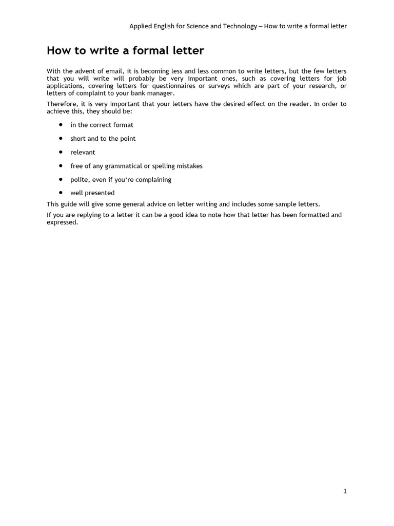 How To Write A Formal Letter | PDF