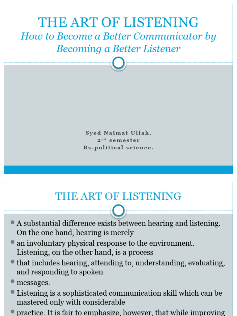 Mastering the Art of Listening Skills | PDF | Nonverbal Communication ...
