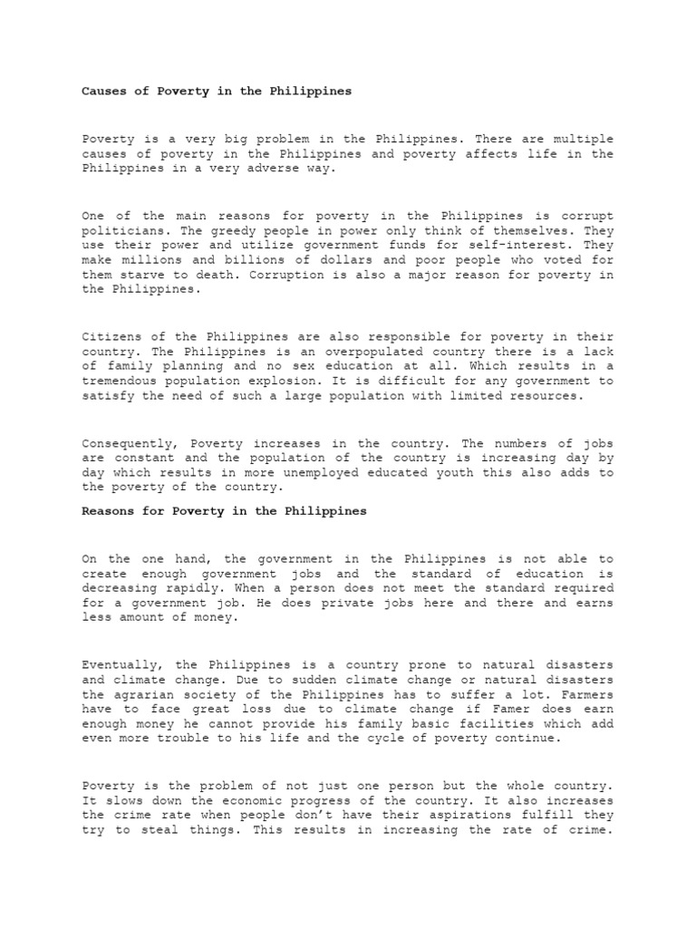 Causes of Poverty in The Philippines | PDF
