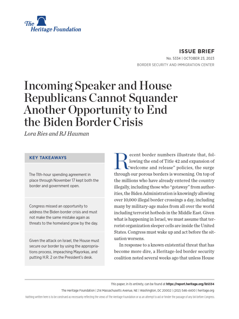 Heritage Foundation on border security PDF