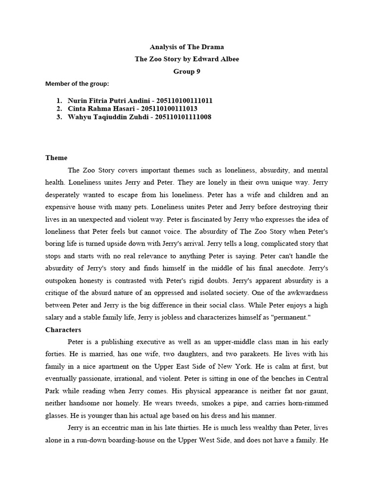 The Zoo Story Analysis by Group 9 PDF
