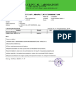 Certificate of Laboratory Examination: Laboratory Testing Result Analyte Results Unit Reference Range Immuno Serology