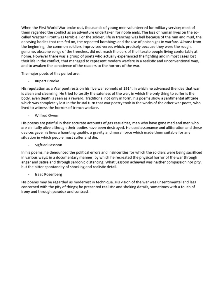 War Poets Pdf