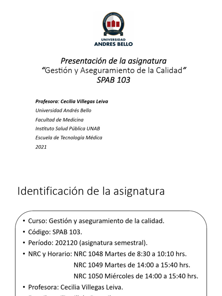 Gestión y Aseguramiento de la Calidad SPAB 103 | PDF