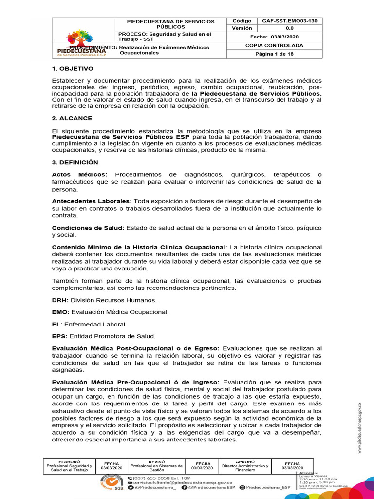 P3 Procedimiento para La Realizacion de EMO | PDF