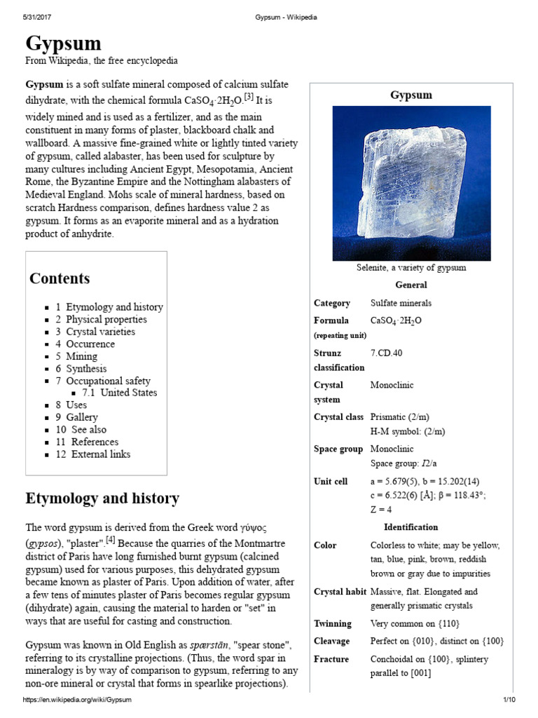 Gypsum Wikipedia PDF Gypsum Chemical Compounds