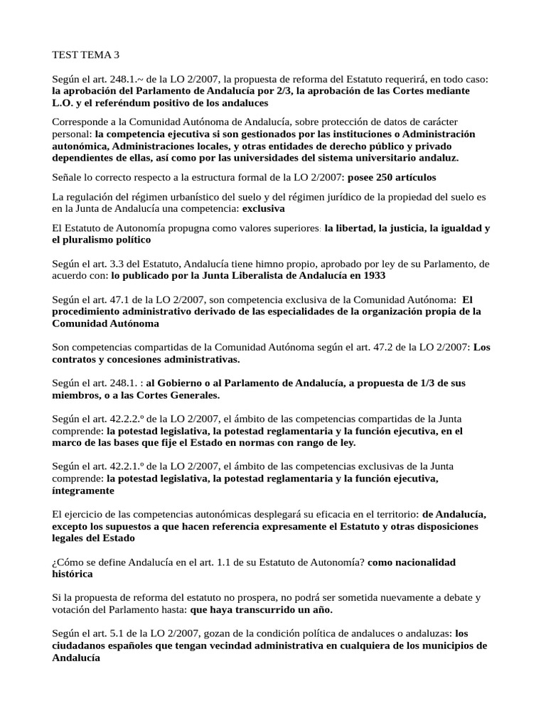 Test Tema 3 | PDF | Parlamento | Ciencias Políticas