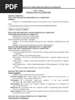 Nmec-I Basics of Computers and Office Automation UNIT-I (Start) Introduction To Computers