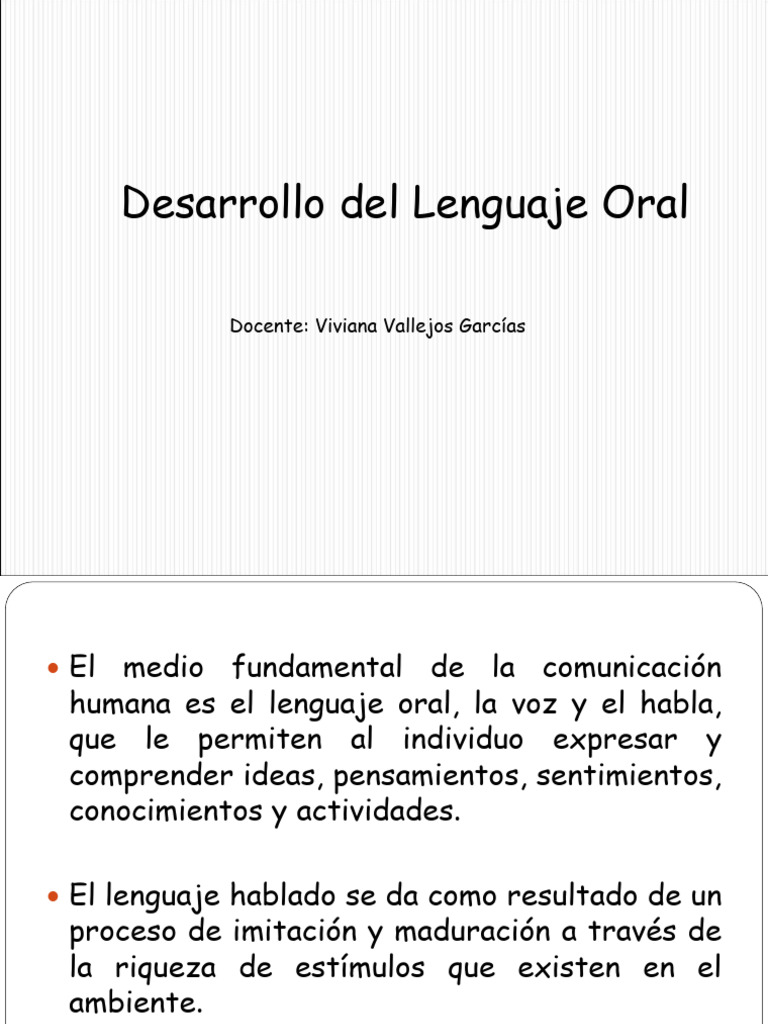Desarrollo Del Lenguaje Oral | PDF | Aquisición de idioma | Palabra